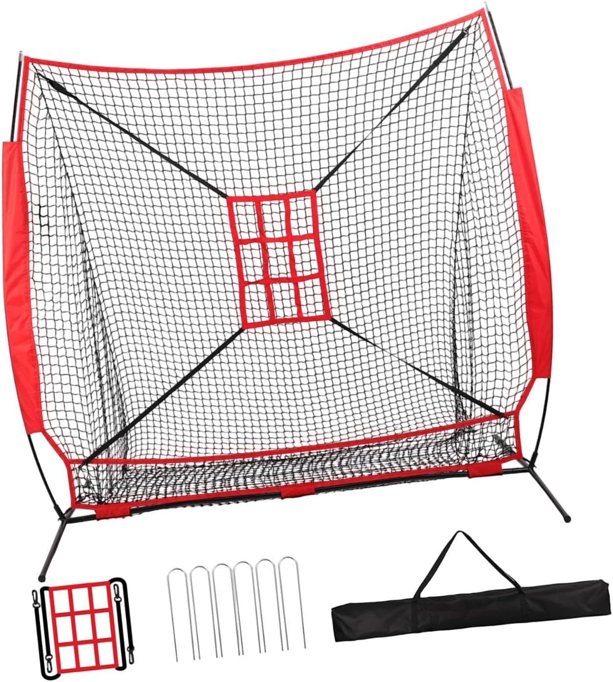 Colaxi Baseball Replacement Net 7ftx7ft Portable Polyester Practice Nets for Throwing Practice Outdoor Lawn