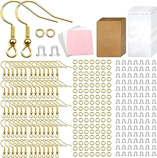 TOAOB 700pcs Earrings Making Kit with Hypoallergenic 925 Sterling Gold Earring Hooks Jump Rings Ear Backs Earring Display Cards and Bags Earring Parts Jewelry Findings for DIY Jewelry Making