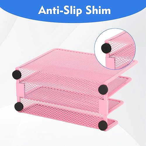 Miniatura 4 de EASEPRES Desk Mail Organizer, Office Small Desktop Metal Mesh Envelope Letter Sorter Paper File Holder Organizer with 3 Vertical Upright