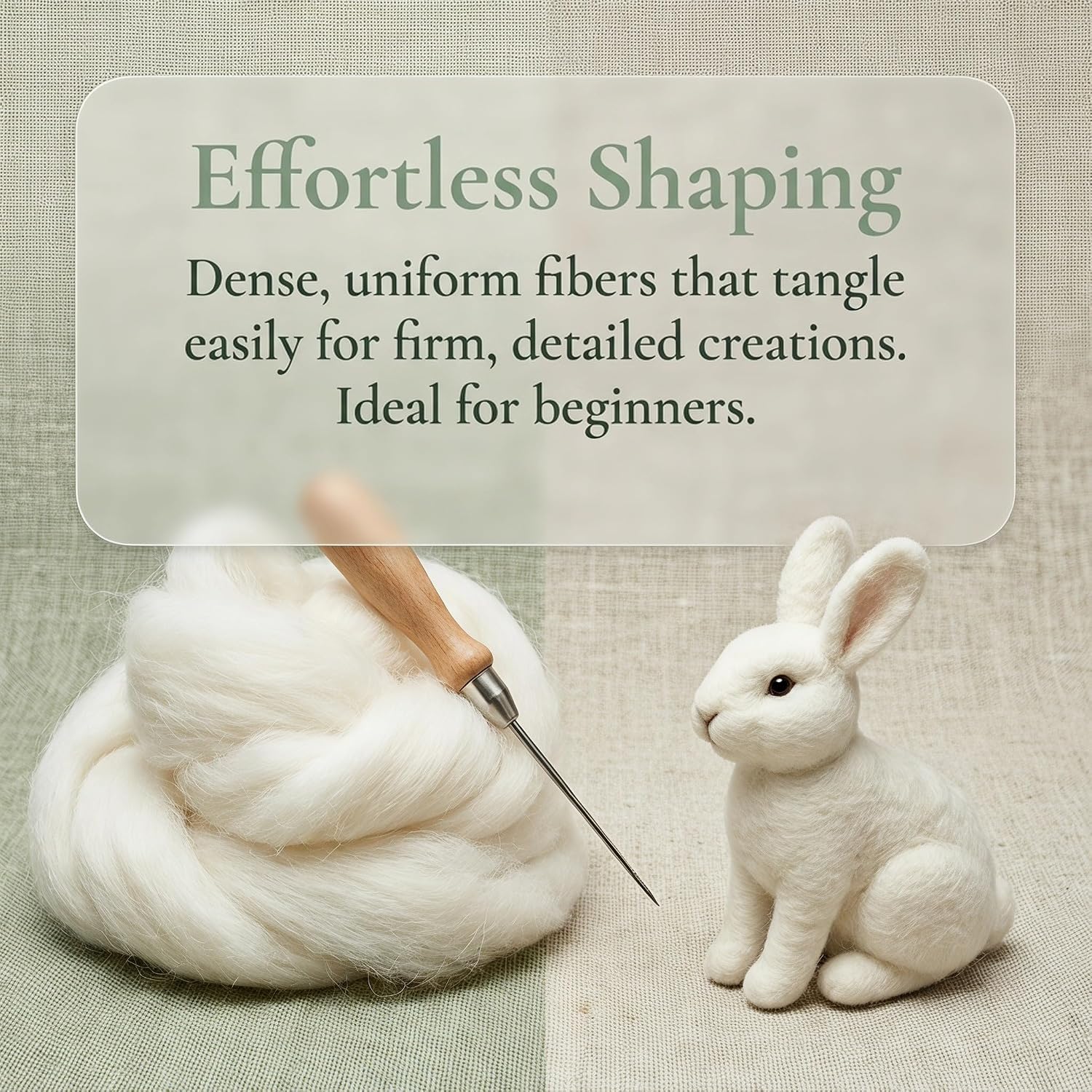 White Needle Felting Wool Roving for DIY Craft Sessions 50g