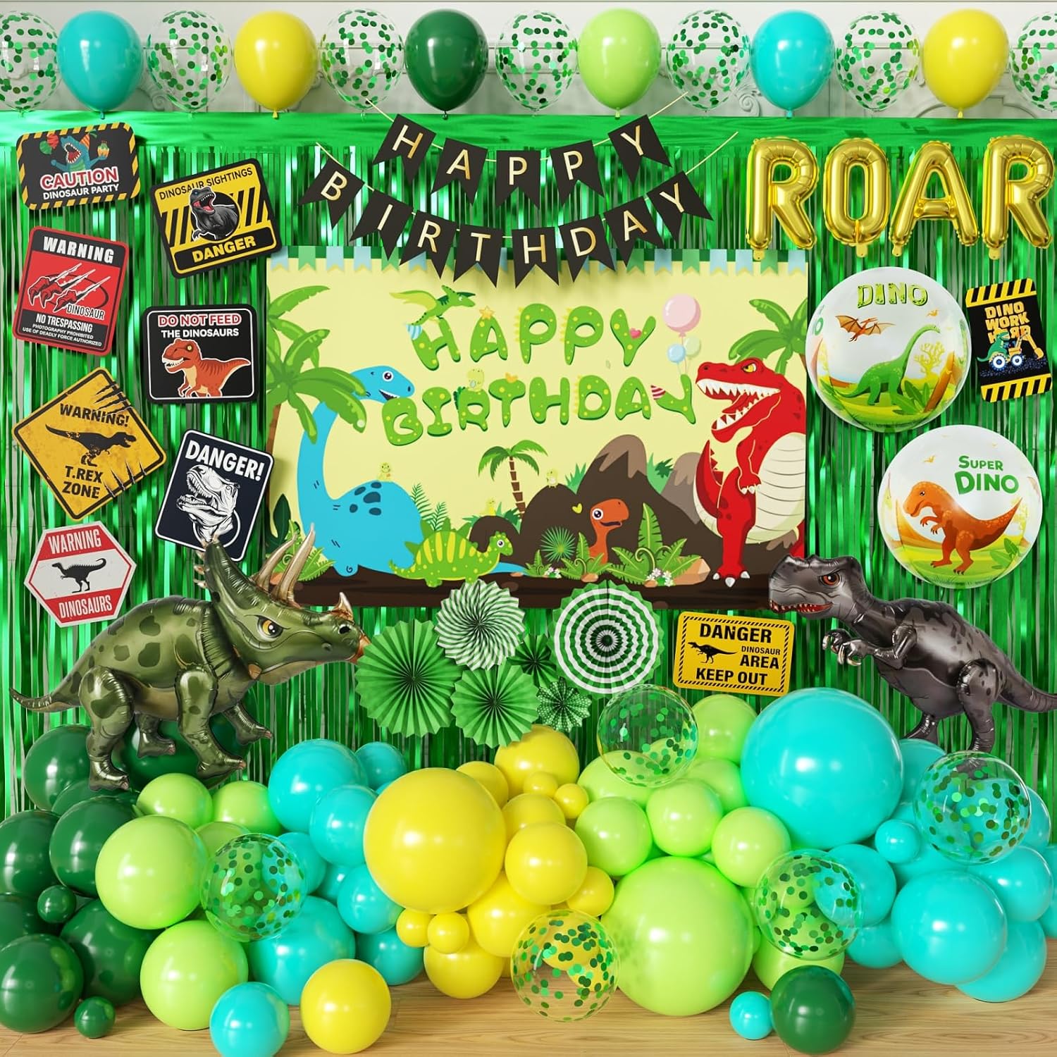 Amazon.com: Dinosaur Birthday Decoration Party Supplies Set for Kid’s ...