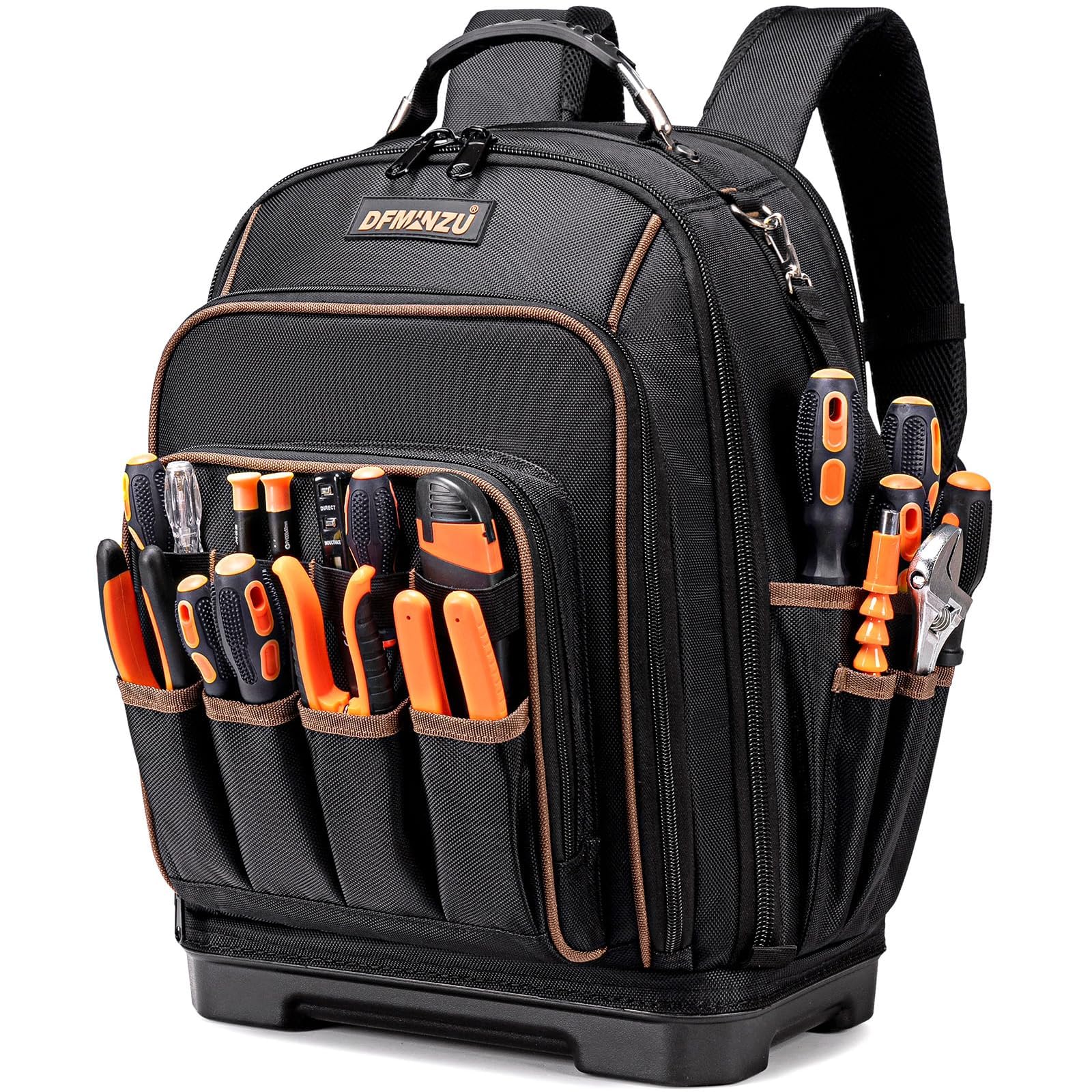 Heavy Duty Tool Backpack, 46 Pockets, Laptop Compartment, Molded Base