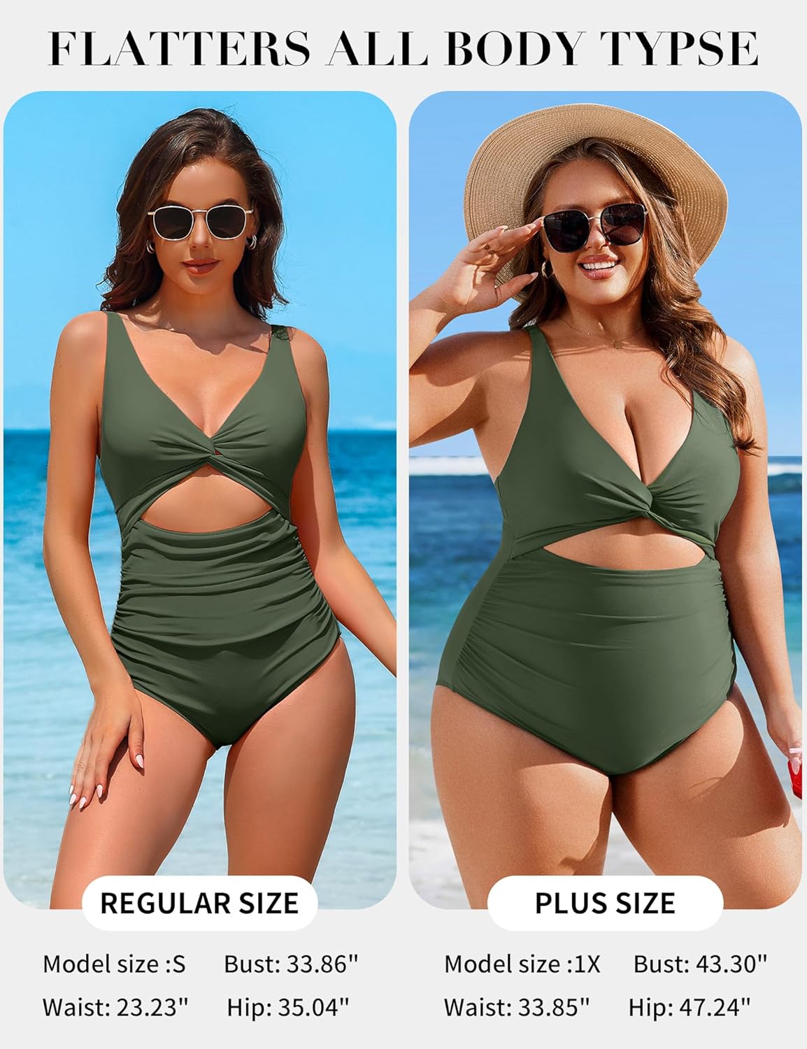 Charmo Womens One Piece Swimsuit Ruched Tummy Control High Cut Backless V Neck Bathing Suits Swimwear - Image 5