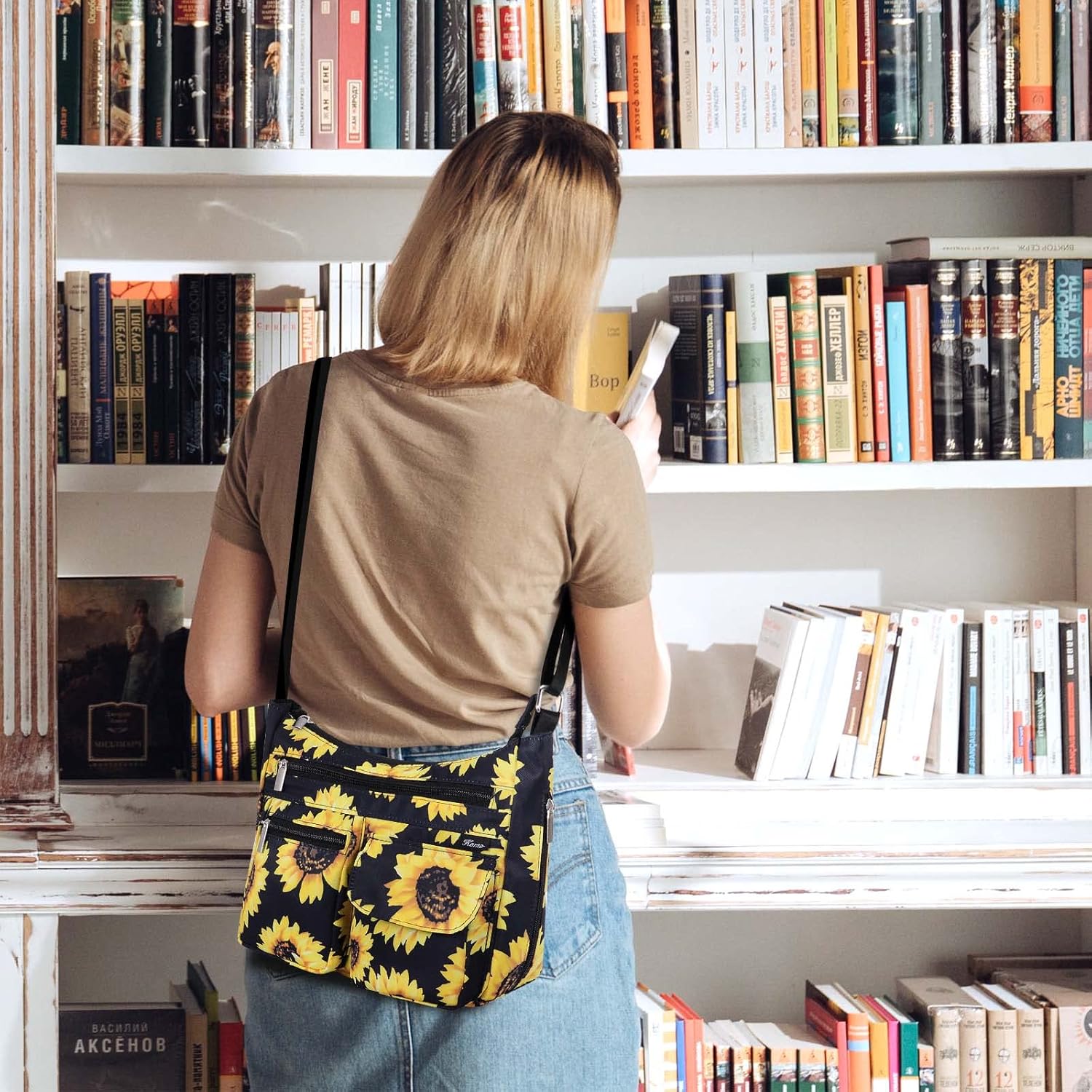 Kamo Crossbody for Women - Multi-pocket Shoulder Lightweight Messenger Casual Printed Purse Handbag Travel Bag - Image 6