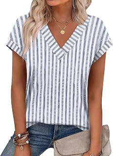 T Shirts for Women UK Summer Ladies Tops V Neck Tops Cap Sleeve Short Sleeve Tshirts Casual Tee