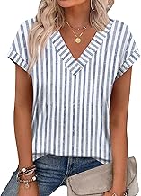 Aokosor Womens T Shirts Summer Ladies Tops V Neck Tops Cap Sleeve Short Sleeve Tshirts Casual Tee