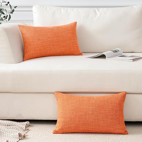 Miniatura 5 de OTOSTAR Juego de 2 fundas de almohada de lino cuadradas decorativas para otoño, 16 x 24 pulgadas, para decoración del hogar, sofá, dormitorio,