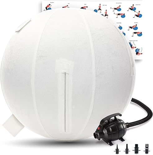 Miniatura 42 de Husband Pillow Pelota de ejercicio, cubierta con bomba para yoga, pilates, estabilidad de equilibrio de fitness, asiento de silla de pelota de