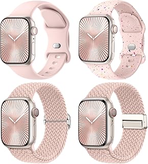 【4枚入り】Knossen コンパチブル アップルウォッチ バンド 42mm 41mm 40mm 38mm Apple Watch バンド ナイロン シリコン アップルウォッチ スポーツバンド iWatch Series 11 10 9 8 7 6 5 4 3 2 1 SEに対応 調整可能 柔らかい 通気 同色セット