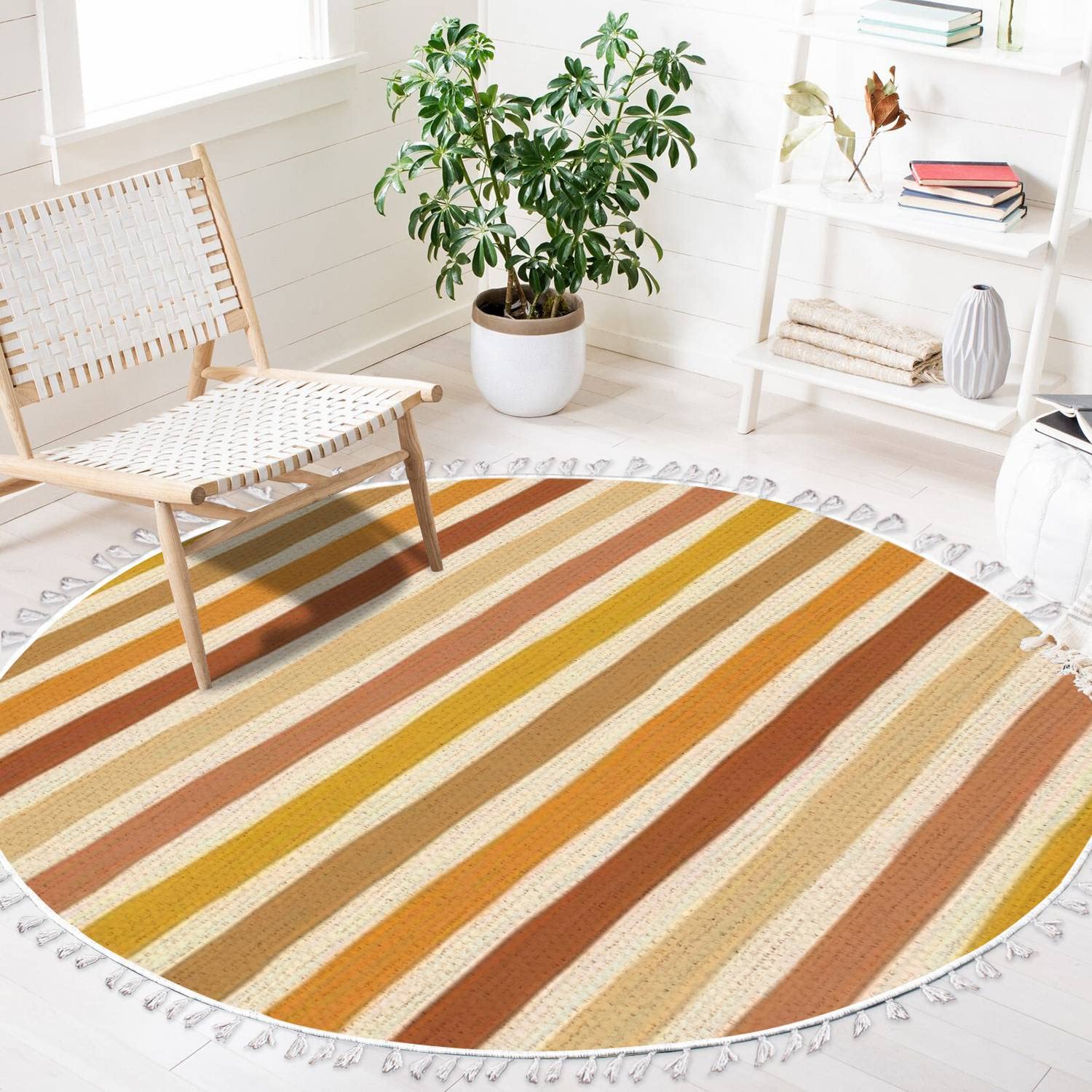 Kids Carpet Round Boho Area Rug Baby Boy Nursery Grey Stars Blue