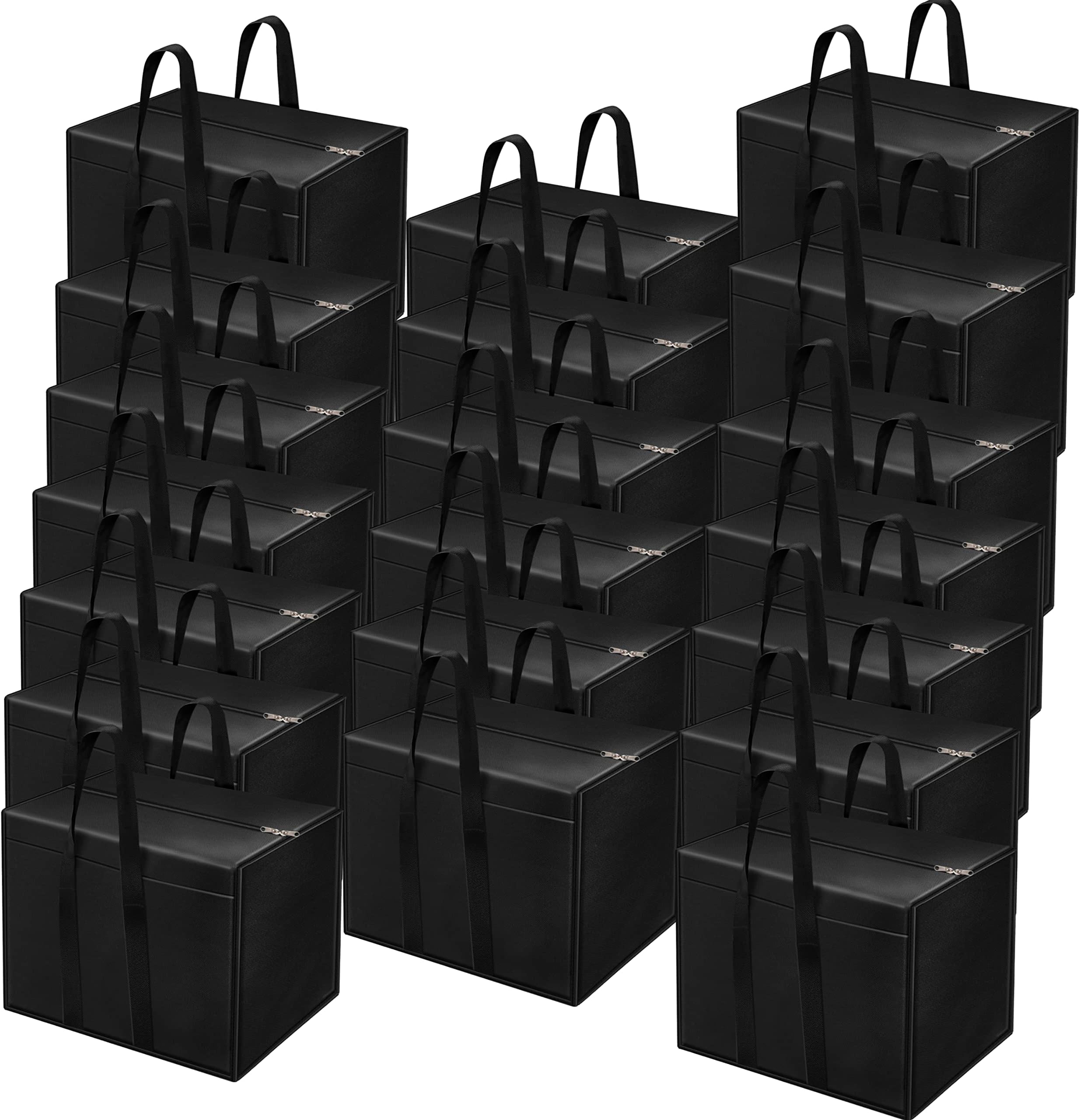 Storite 20 Pack 85L Moisture-Proof Nylon Storage Bags – Large Foldable Multi-Purpose Organizers with Zipper Closure for Clothes, Toys, Stationery & Documents – Black (57x36.5x40.5 cm)