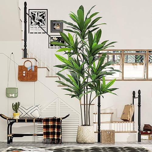 Miniatura 6 de VIAGDO Dracaena - Planta de seda artificial de 6 pies, plantas de casa de hoja perenne Dracaena Marginata, palmeras de yuca falsas en maceta, árbol