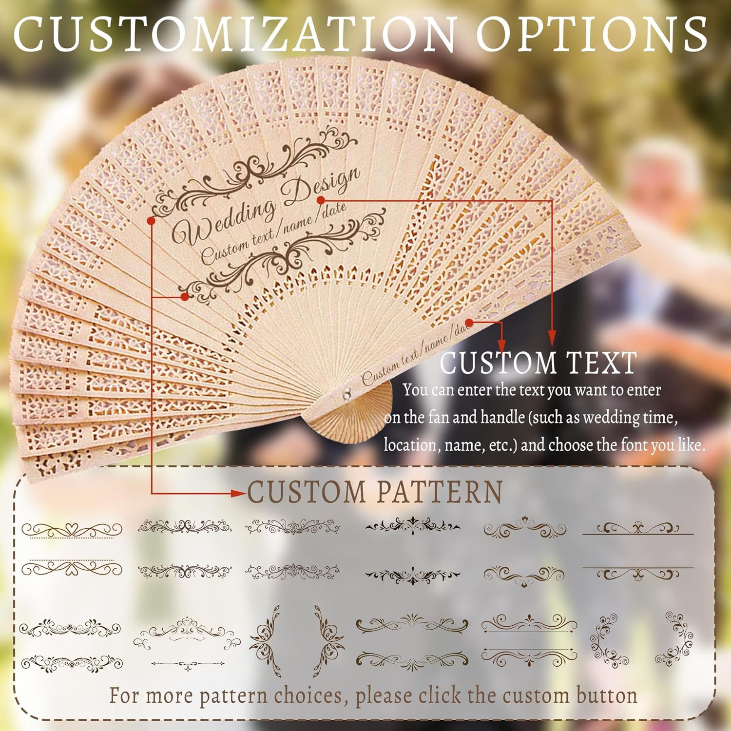 Personalized Fans for Wedding Guests, Custom Wooden Folding Handheld Fans Bulk, Wedding Favors for Guests with Organza Bags Tassels for Wedding Birthday & Party Gifts (50PCS)
