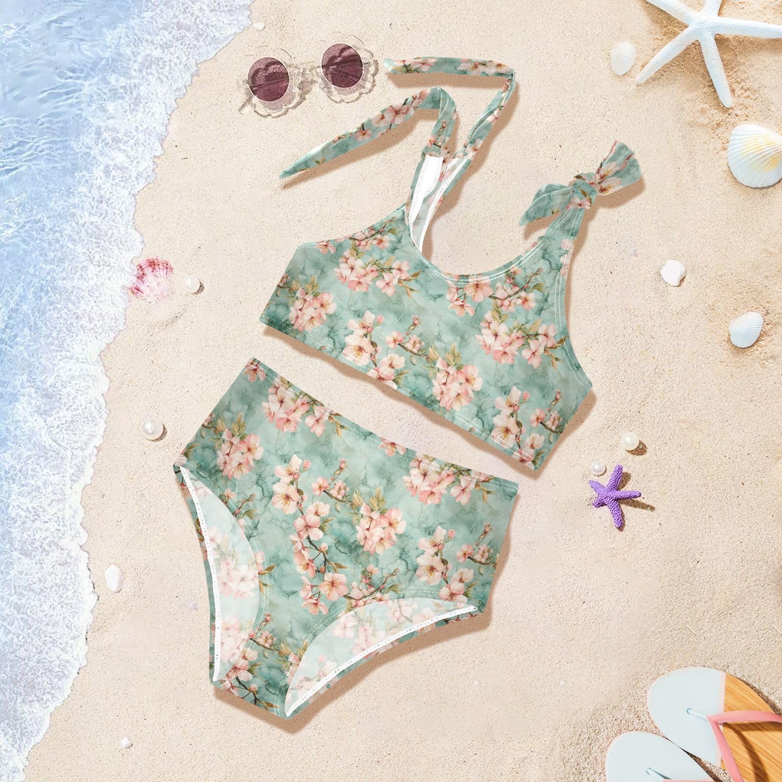 Peach Tree Girls Tankini Swim Set, Two Piece Swimsuits Summer Bikini Swimwear Set for Girls, 5-6T