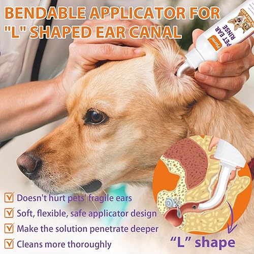 Miniatura 2 de Kit de limpiador de oídos para perros Toallitas para los dedos de las orejas de perro y solución limpiadora de oídos para perros y gatos, elimina