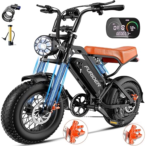 Electric Bike for Adults, 1200W Peak Power Ebike, 28MPH, 48V 18Ah Removable Battery, 35-Mile Range, 500LBS Load, 16'' Fat Tire Electric Dirt Bikes, Electric Mountain Bicycles for All-Terrain