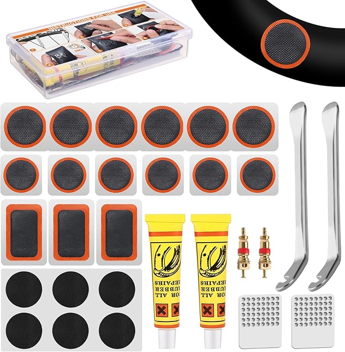 Kit De Réparation Crevaison Vélo Complet (44-56 Pièces) - Rustiques, Chambres à Air, Outils - Pour VTT, Route, Etc.