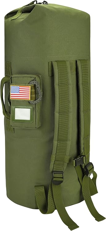 DEYACE Sea Bag, 110L Extra Large Military Duffle Bag with Name Tag Pocket Backpack Straps, Heavy Duty Army Duffle Bag for Camp or Laundry Bag
