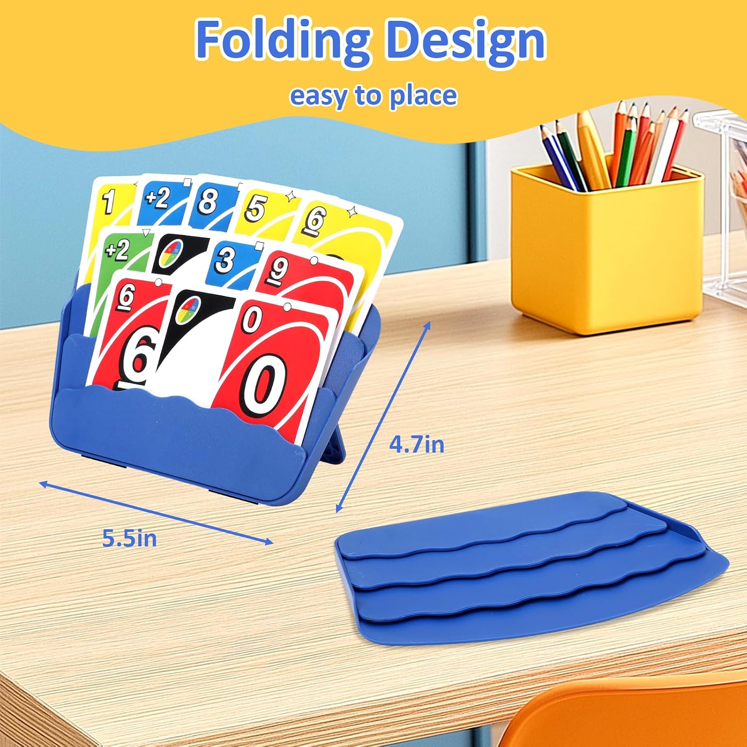 Playing Cards Holder for Adults Kids Seniors, Three Layers Design, 4 Pack