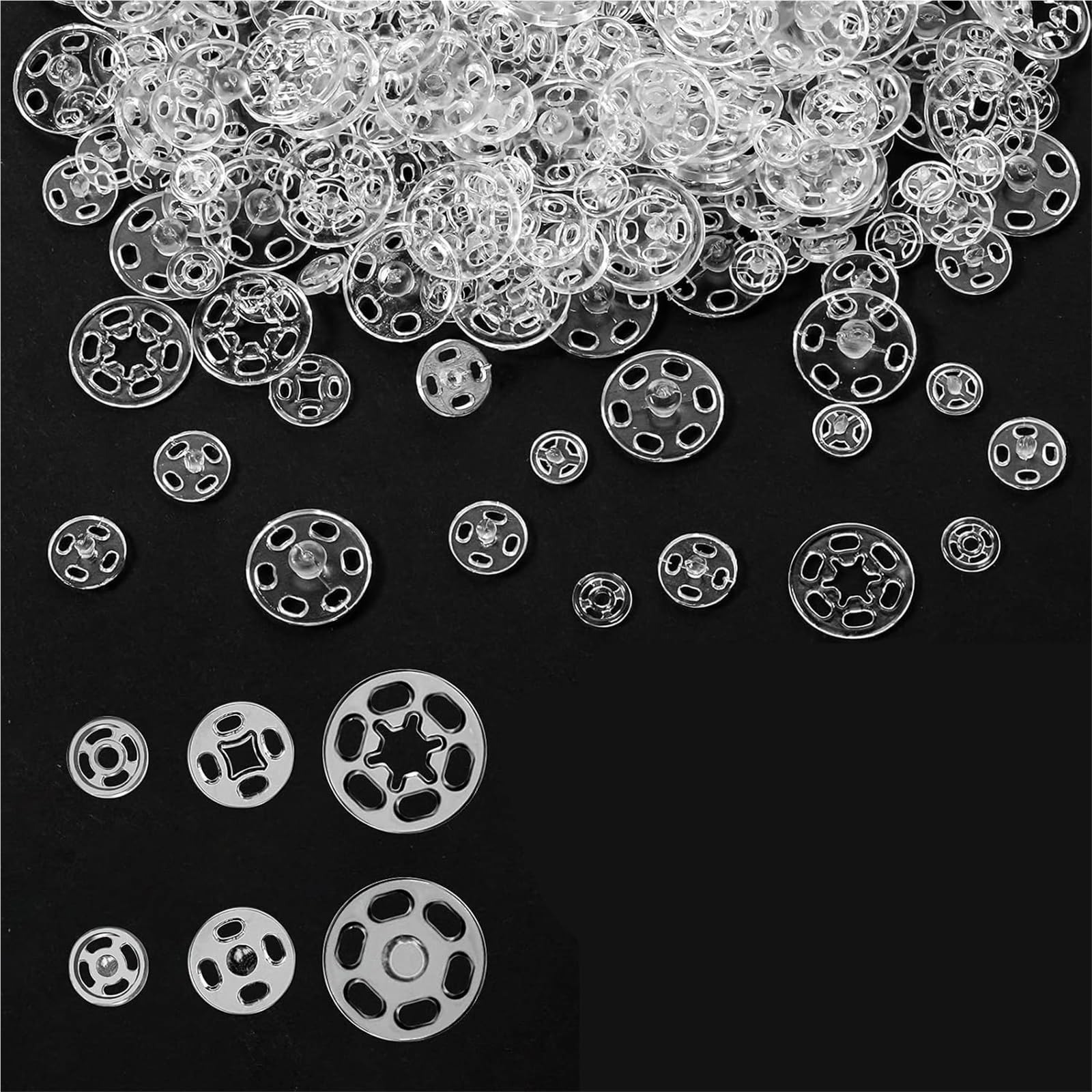 Sew On Snaps 1000Sets Plastic Sew-On Snap Buttons Invisible Press Fasteners for Sewing Clothing DIY Craft(15mm)
