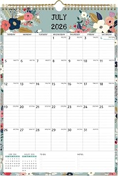 Wall Calendar 2026-2027 Jul.2026 - Dec.2027, Calendar 2026-2027 Wall, 18 Monthly Calendar, 12 x 17 In, 2026-26 Calendar with Large Blocks, Thick Paper, Holidays, To-do & Notes, Great for Organizing
