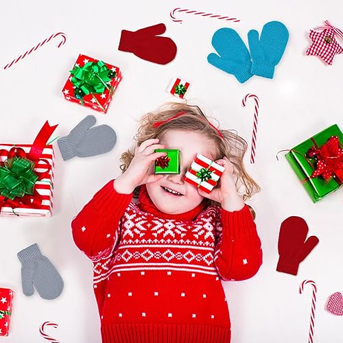 Miniatura 6 de MENOLY 6 Pairs Toddler Magic Stretch Mittens Winter Warm Kids Knit Gloves for Little Girls Boys