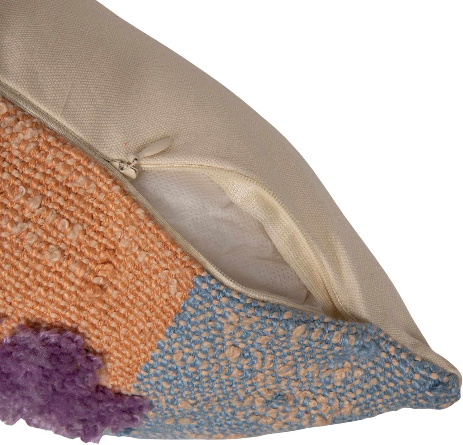 Creative Co-Op, Multicolor Indoor/Outdoor Woven Fabric Pillow with Tufting, Embroidery, and Insects