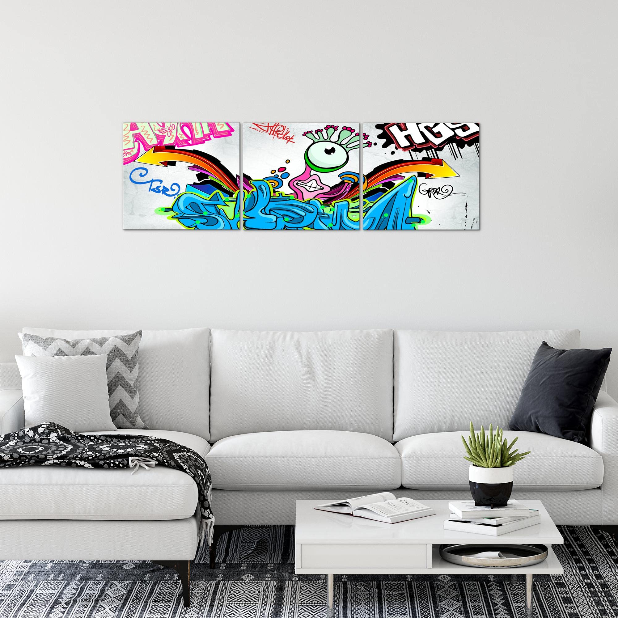 Runa Art - Cuadros Graffiti 120 x 40 cm Cuadro in Lienzo no Tejido Vistoso Moderno Decoración de Pared 401633a