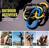 Vista 5 de Carago Clips de mosquetón con puerta de tornillo, paquete de 10 mosquetones de senderismo con varilla de aluminio de 0.295 in de diámetro