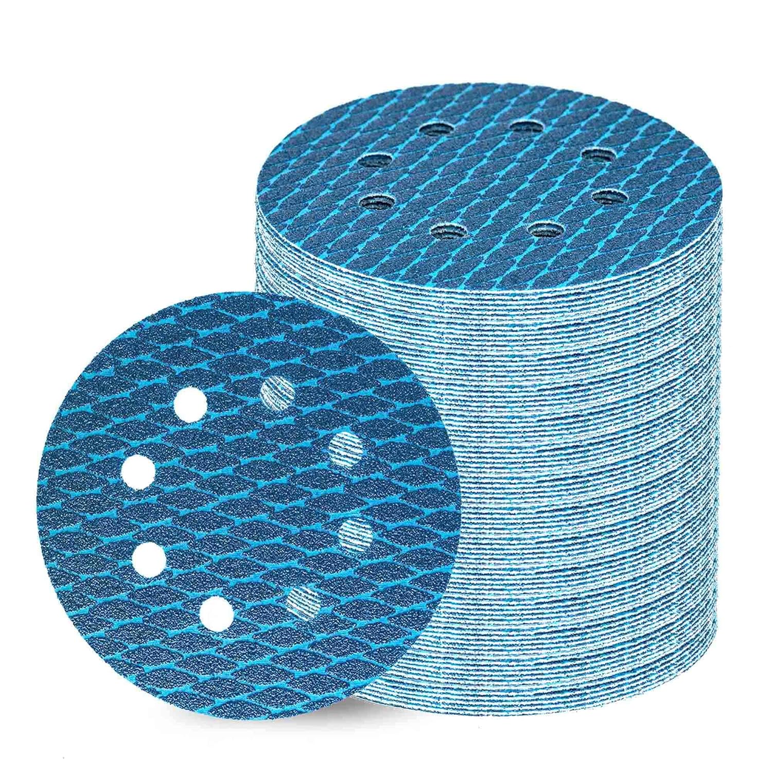 Orbital Sander Sandpaper 5 Inch 8 Hole Sanding Disc Hook and Loop Pads Sand Paper 60 Grit for Wood Metal 70 PCS Blue Aluminum Oxide Anti Blocking Rhombus Sanding Discs