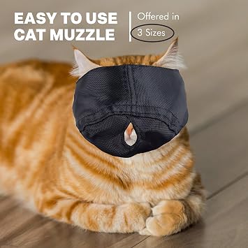 Cat Muzzle: Size Choice or 3 Pack (SMALL, MEDIUM or LARGE) BLACK, by Downtown Pet Supply