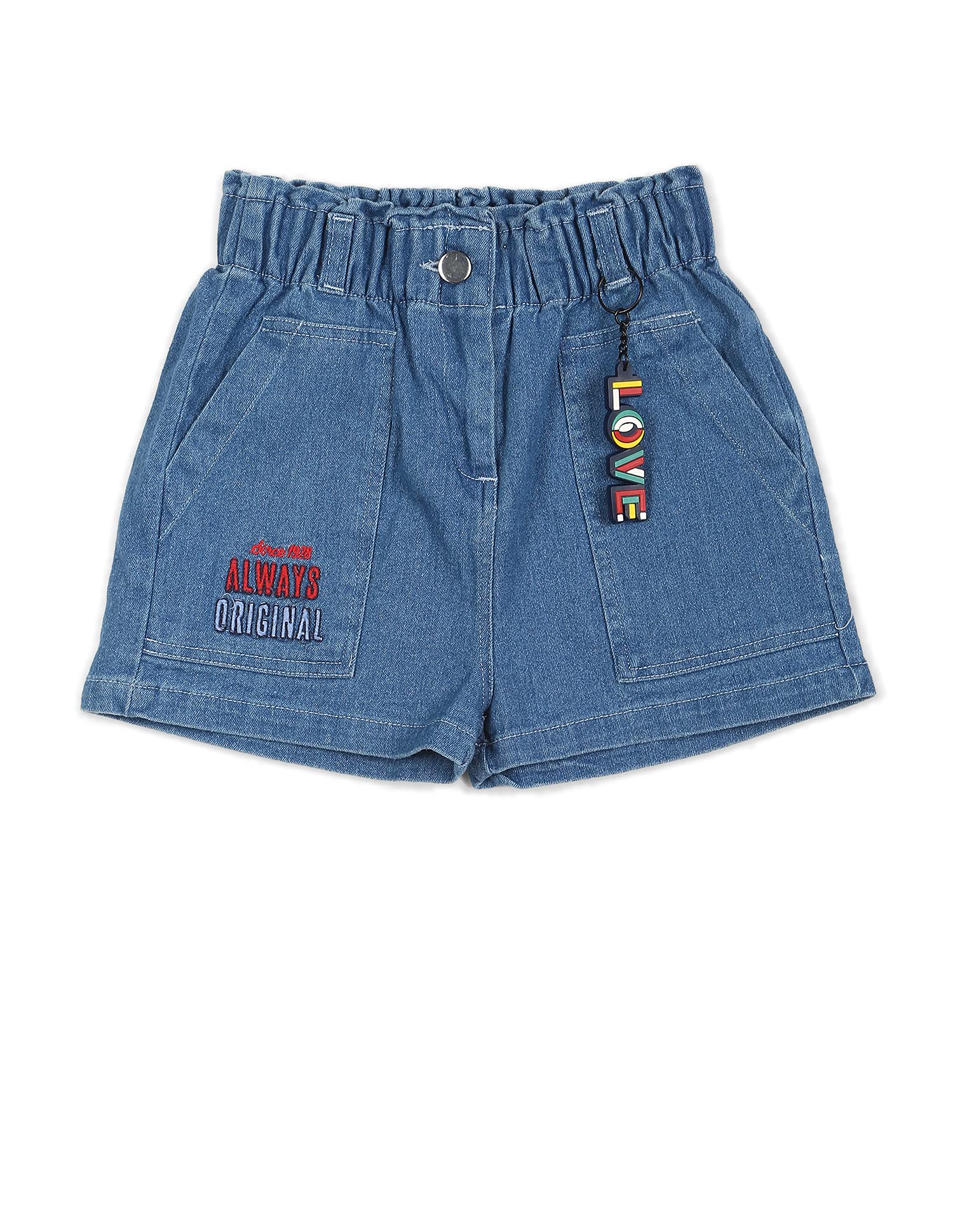 Cherokee Kids Girls Regular Fit Shorts Cotton Casual (CCOGSRT20010B02_ME. Blue_13Y)