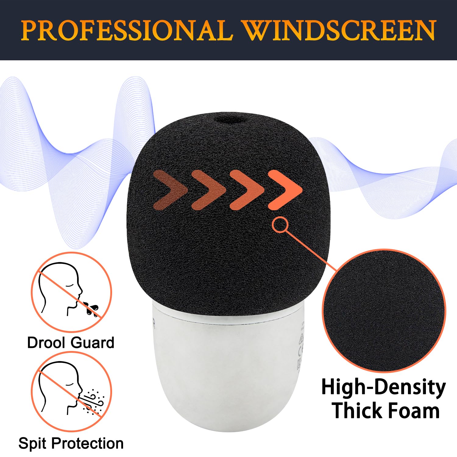 SOULWIT 2Pcs Microphones Pop Filter for Razer Seiren V3 Mini USB, Protective Mic Cover Windscreen Foam - Black - Image 4