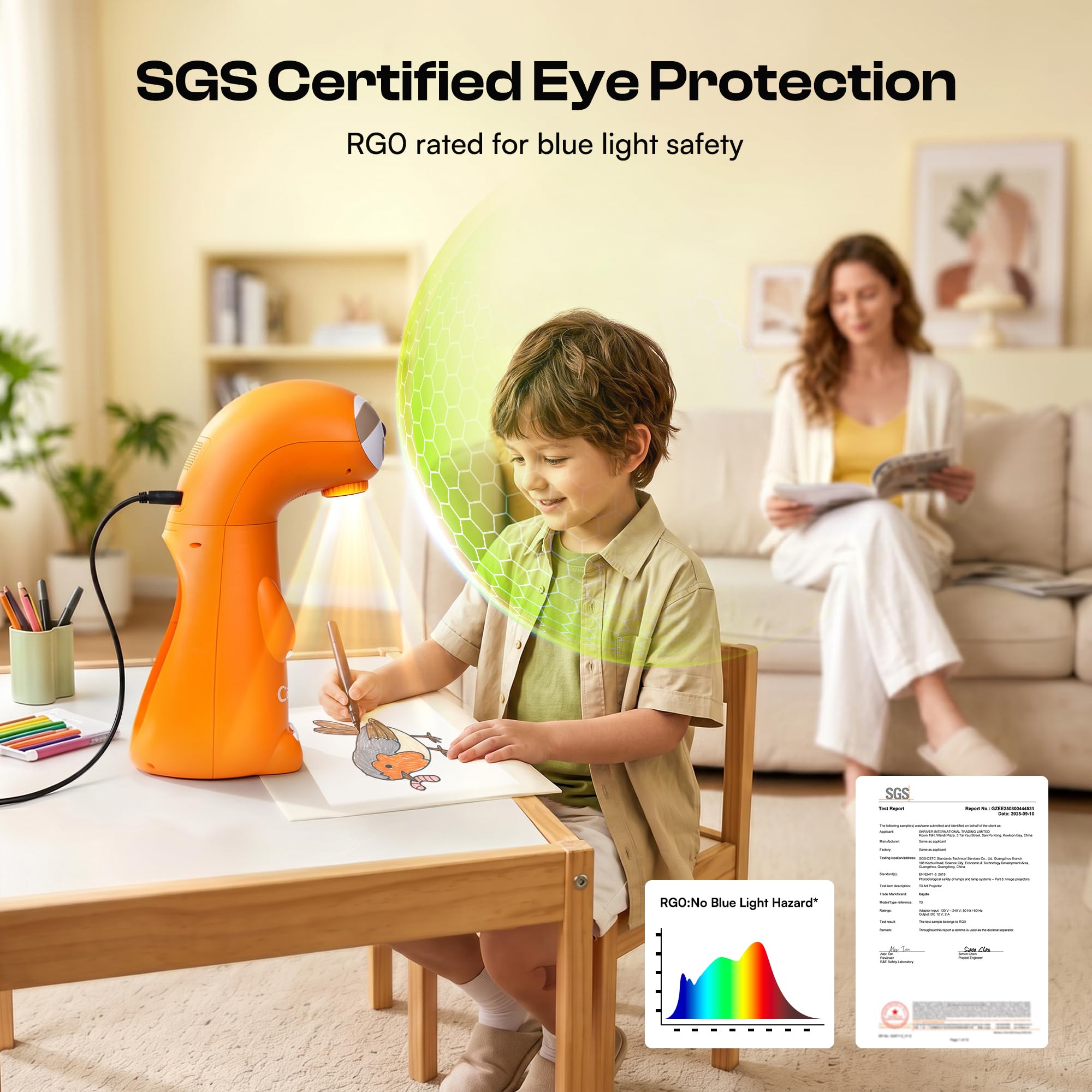 Caydo T3 Joy Zeichenprojektor für Kinder, SGS-zertifizierter Augenschutz, bildschirmfreie aktivität mit 120 Schritt‑für‑Schritt‑Vorlagen, Geschenk für Jungen und Mädchen von 4 bis 10 Jahren