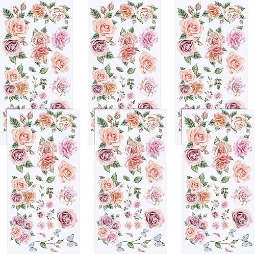 6 hojas de flores para transferencia de flores para muebles, calcomanías de flores vintage para muebles de madera, flores de verano, manualidades,