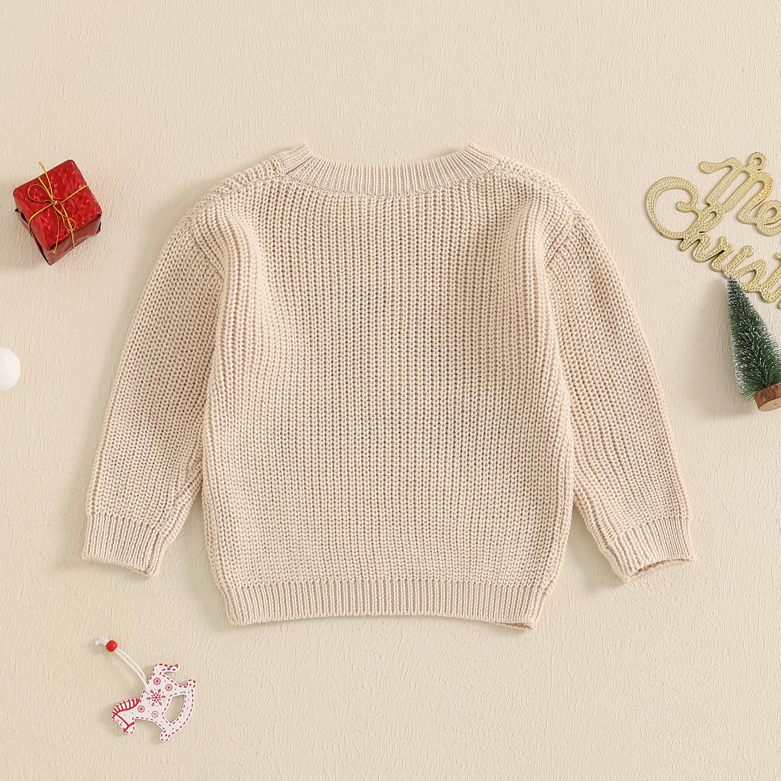 Baby Jungen Mädchen Weihnachten Pullover Christmas Stickerei Pullover Baby Unisex Weihnachtspulli Langarm Rundhalsausschnitt Buchstabenstickerei Weihnachten Strickpullover