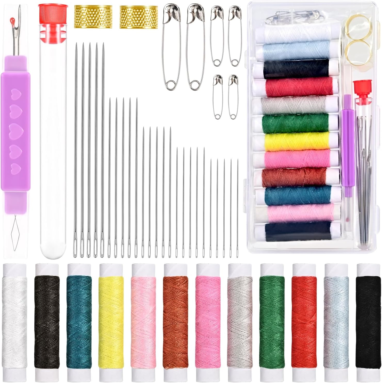 Feoqibu 47pcs Sewing Kit, Emergency Sewing Tools