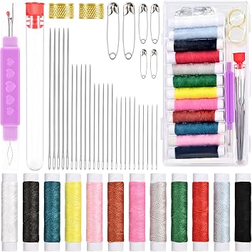 Feoqibu 47pcs Sewing Kit, Emergency Sewing Tools