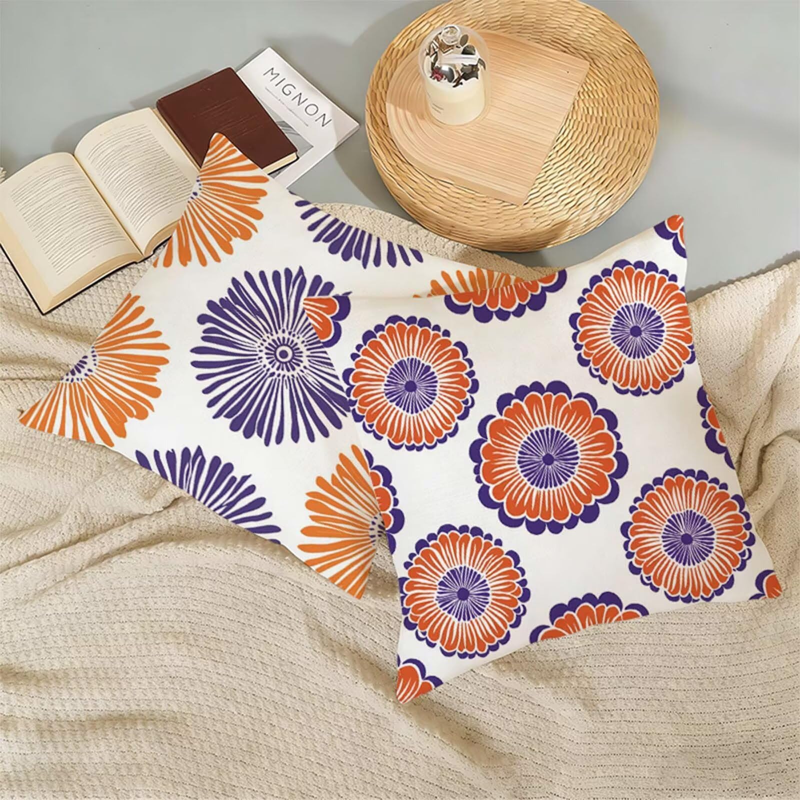 Juego de 2 Funda Cojin 80x80 Blanco,Cuadrada Impermeable Fundas Cojines Geometría Lino Impresión a Doble Cara con Cremallera Oculta,Apto para Todas las Estaciones Funda Almohada para Sofá Salón X-255