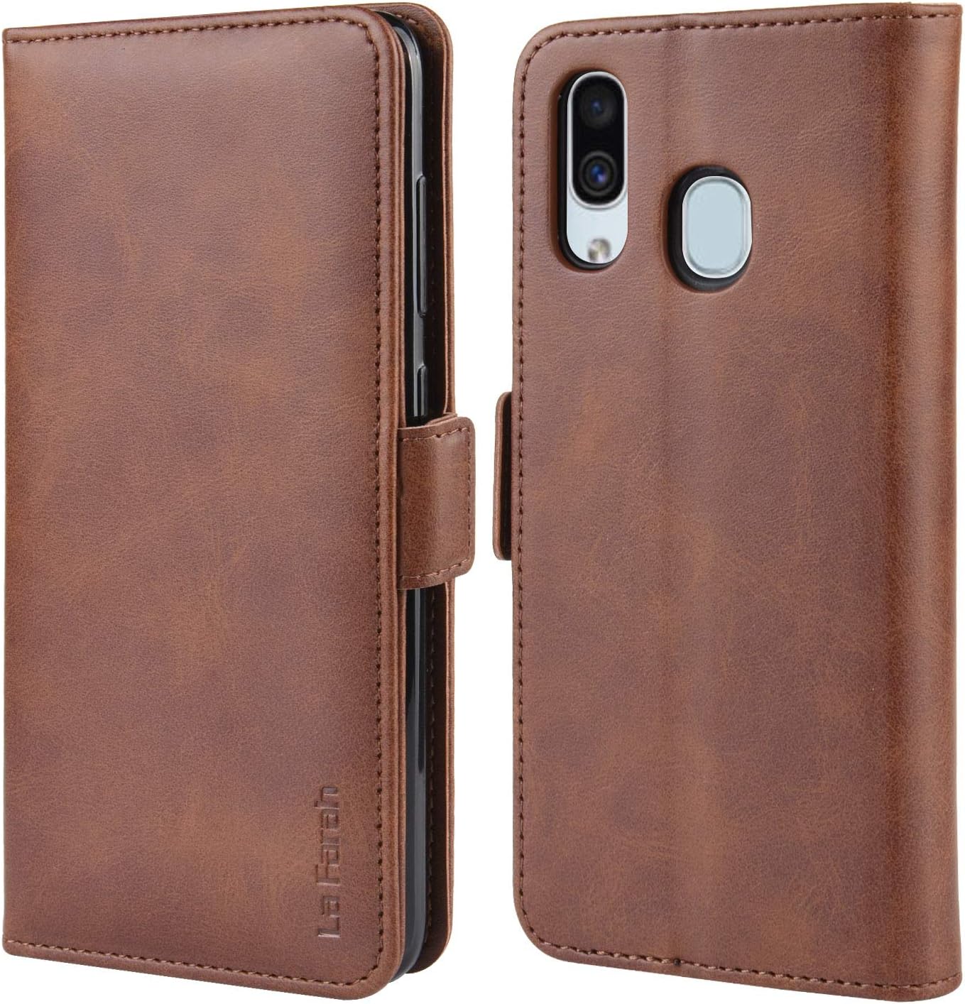 Samsung Galaxy A20 Case (Samsung A205), Leather Wallet Case Protective Flip Cover with Card Holders and Kickstand Function for Samsung Galaxy A20 / Samsung Galaxy A30 - Vintage Brown