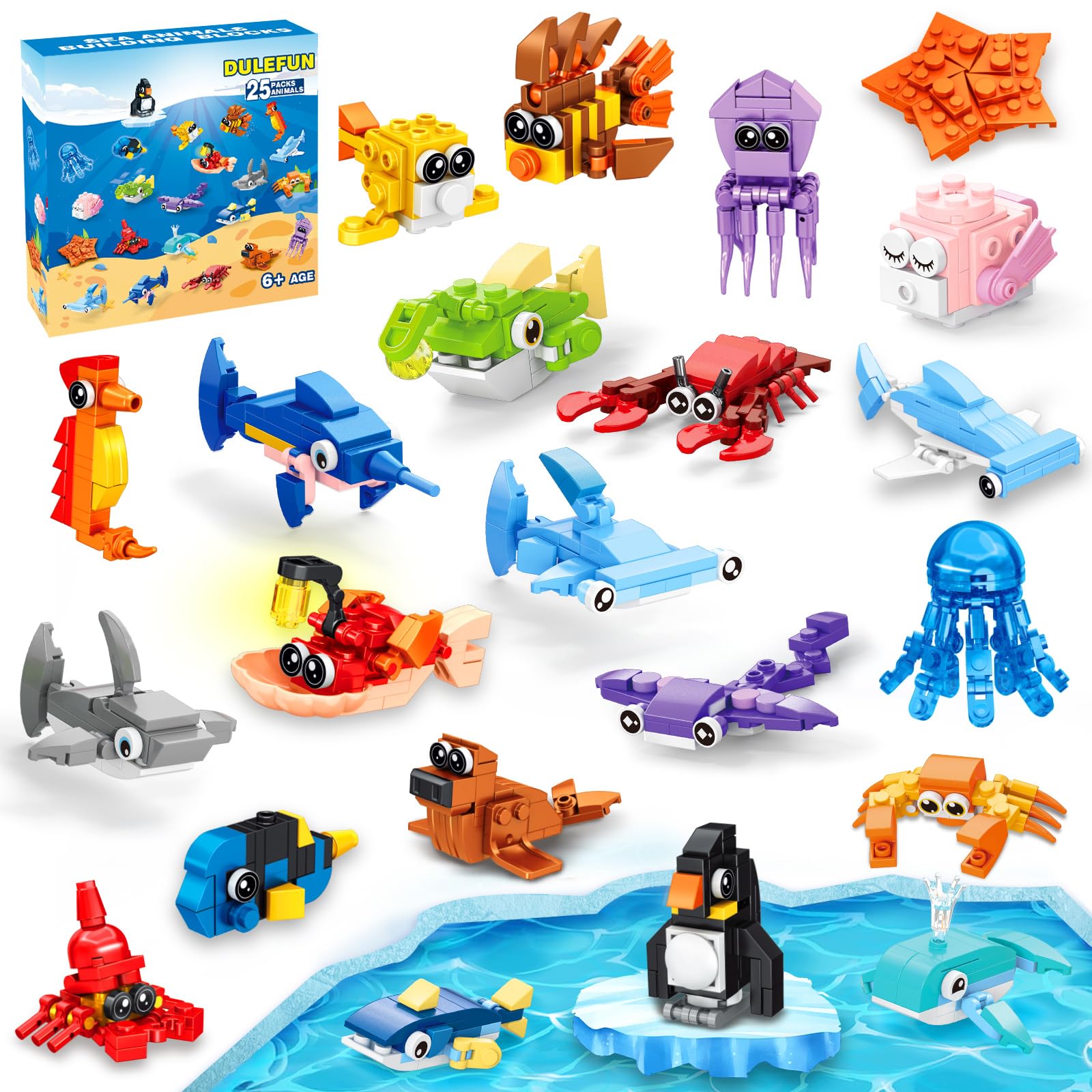 Amazon.com: DULEFUN 25pcs Marine Animals Building Blocks Bricks