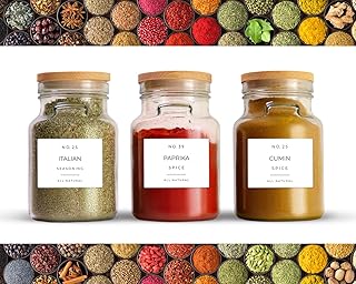 Mezcla de condimentos – 40 etiquetas rectangulares preimpresas para frascos, contenedores o tapas, diseño moderno minimali...