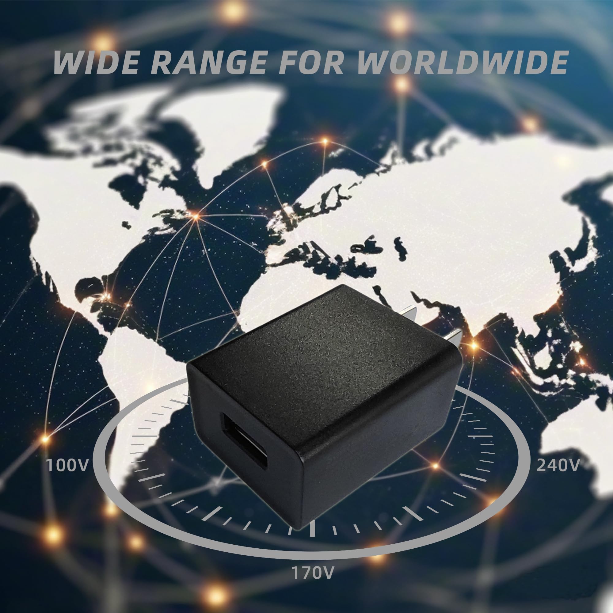 Blocco caricabatterie USB 5 V 1 A per presa a muro (certificato UL, nero, 2 pezzi), adattatore di alimentazione da 5 W per telefoni cellulari, tablet, auricolari, power bank, dispositivi