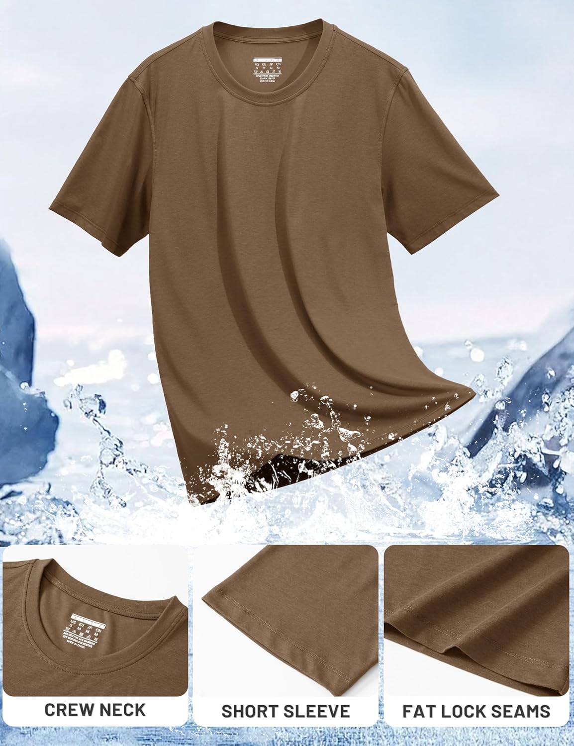 TACVASEN Men's T-Shirts Short Sleeve UPF50+ Mositure Wicking Shirts Lightweight Cooling Crew Neck Tshirt - Image 6