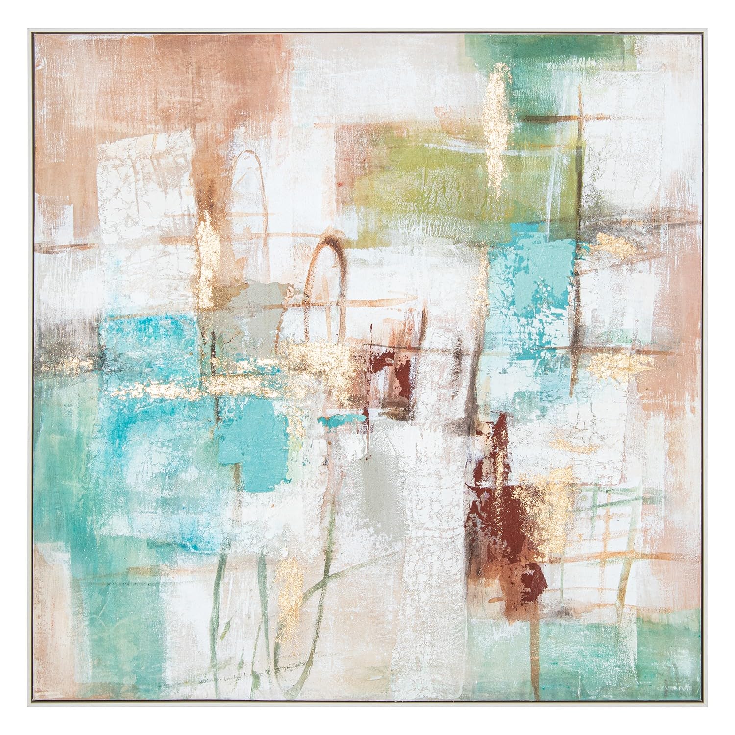 Tableau sur toile abstraite DRW multicolore avec cadre en ps 120x120 cm