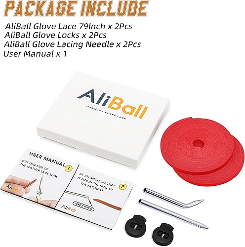 Miniatura 8 de AliBall Encaje de guante de béisbol, 2 piezas de encaje auténtico de cuero vacuno de 79 pulgadas con 2 agujas de cordones de guante, bien hecho y