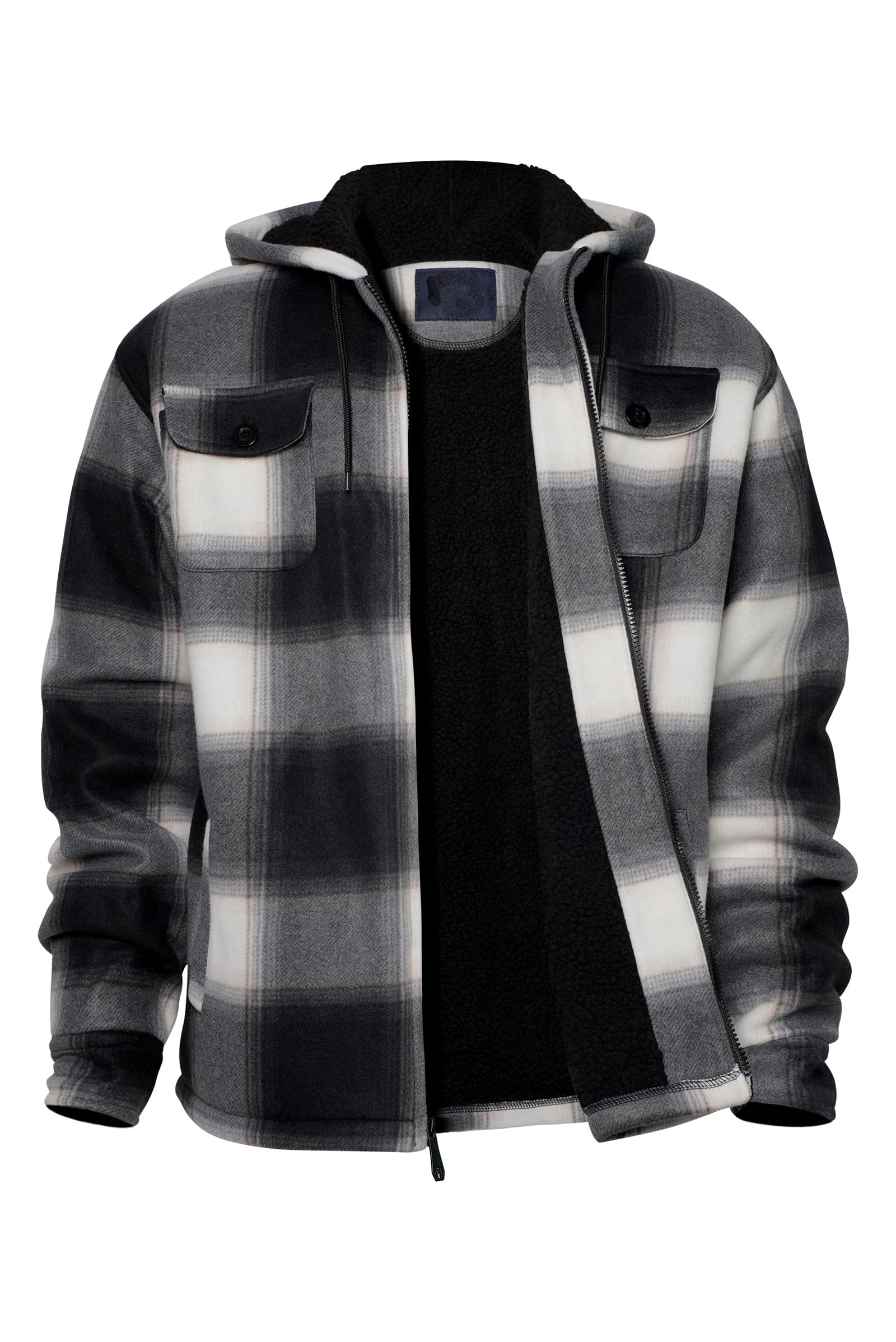 Gary Com Heavy Thick Flannel Plaid Jacket Sherpa Fleece Lined Hoodies for Men Zip Up Winter Warm Coat Zipper Sweatshirt