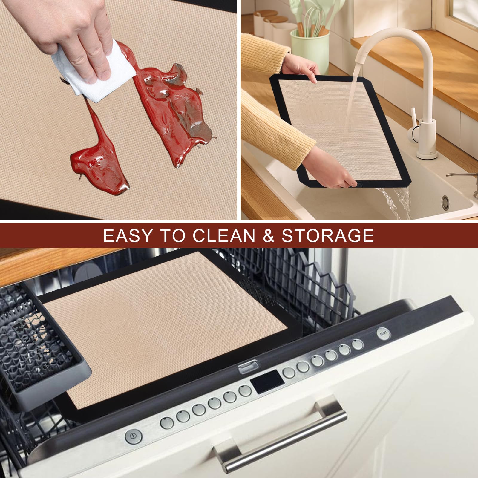 Lot De 2 Tapis De Cuisson Antiadhésifs En Silicone Résistants