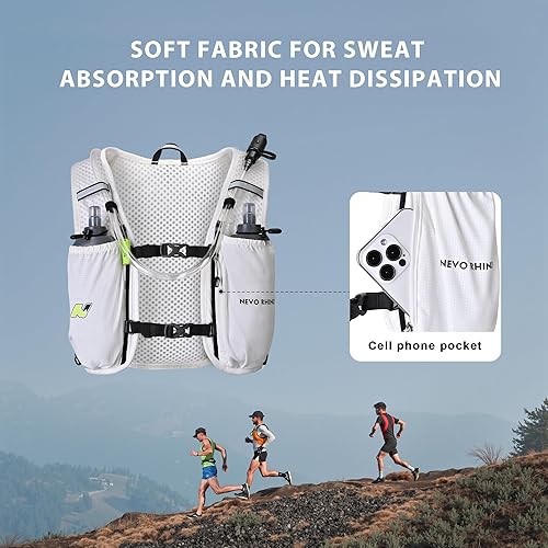 Miniatura 4 de N NEVO RHINO Chaleco para correr, chaleco de hidratación ligero, mochila de agua aislada con bolsa de agua de 1.5 L para senderismo, senderos,