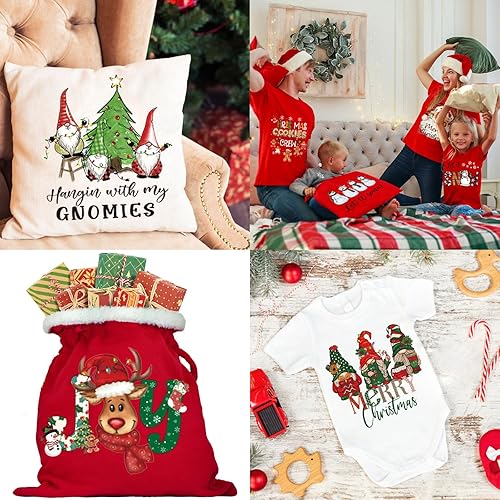 Miniatura 6 de 12 hojas de vinilo de transferencia de calor de Navidad, transferencia de calor de Navidad para camisetas, calcomanías de vinilo HTV de Navidad para